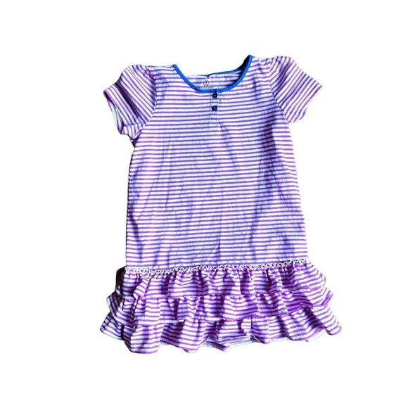 Lands End Girls Pink White Striped Summer Dress 7 - Picture 2 of 7